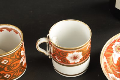Lot 58 - A SPODE COFFEE CAN AND SAUCER TOGETHER WITH FOUR COFFEE CANS