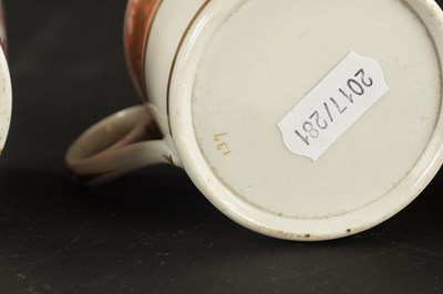 Lot 58 - A SPODE COFFEE CAN AND SAUCER TOGETHER WITH FOUR COFFEE CANS