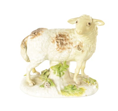 Lot 30 - A MID 18TH CENTURY MEISSEN STANDING FIGURE OF A SHEEP