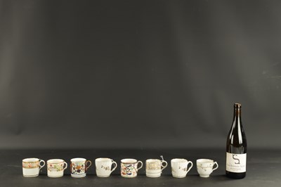 Lot 130 - A COLLECTION OF FOUR WORCESTER COFFEE CANS, THREE OTHER ENGLISH COFFEE CANS AND NEW HALL CUP