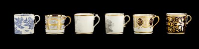 Lot 30 - TWO SPODE COFFEE CANS, TWO MILES MASON COFFEE CANS, ONE COALPORT AND ONLE RIDGEWAY CIRCA 1810