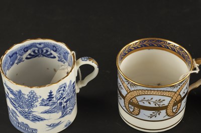 Lot 30 - TWO SPODE COFFEE CANS, TWO MILES MASON COFFEE CANS, ONE COALPORT AND ONLE RIDGEWAY CIRCA 1810