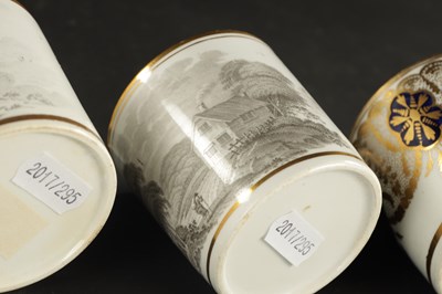 Lot 30 - TWO SPODE COFFEE CANS, TWO MILES MASON COFFEE CANS, ONE COALPORT AND ONLE RIDGEWAY CIRCA 1810