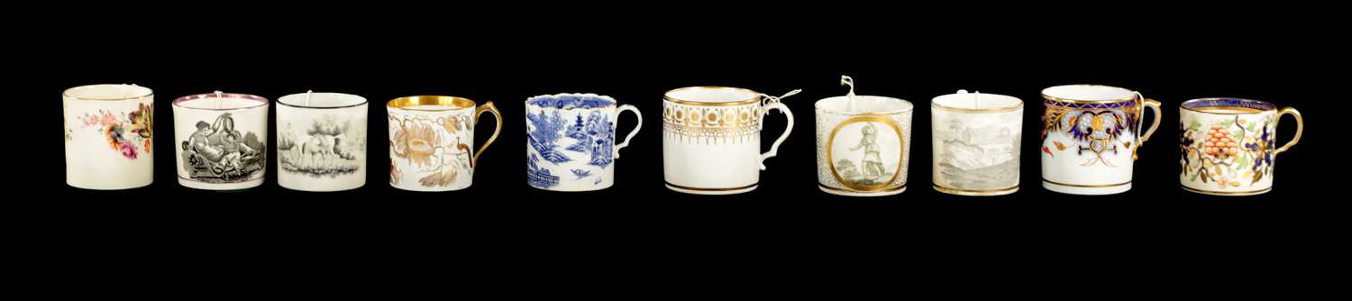 Lot 143 - A COLLECTION OF TEN ENGLISH PORCELAIN COFFEE CANS CIRCA 1810