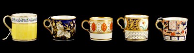 Lot 67 - THREE DERBY COFFEE CANS TOGETHER WITH A MINTON AND SPODE COFFEE CAN CIRCA 1810