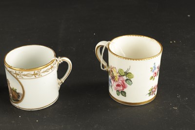 Lot 208 - A SEVRES COFFEE CAN CIRCA 1770 TOGETHER WITH A PARIS PORCELAIN COFFEE CAN CIRCA 1810