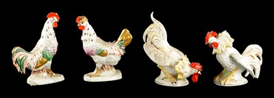 Lot 124 - TWO PAIRS OF GERMAN PORCELAIN CHICKENS CIRCA 1900