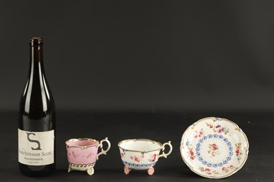 Lot 165 - A RARE RIDGEWAY CUP AND SAUCER ON PETAL FEET CIRCA 1830, TOGETHER WITH A SINGLE CUP