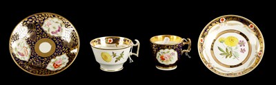 Lot 53 - A SPODE LONDON SHAPE CUP AND SAUCER PAINTED WITH FLOWERS CIRCA 1815 TOGETHER WITH ANOTHER