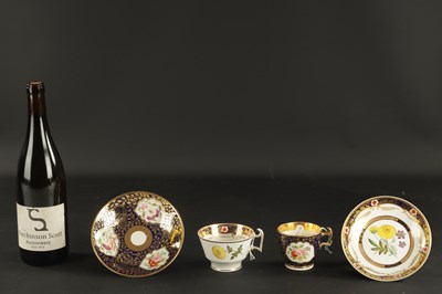 Lot 53 - A SPODE LONDON SHAPE CUP AND SAUCER PAINTED WITH FLOWERS CIRCA 1815 TOGETHER WITH ANOTHER