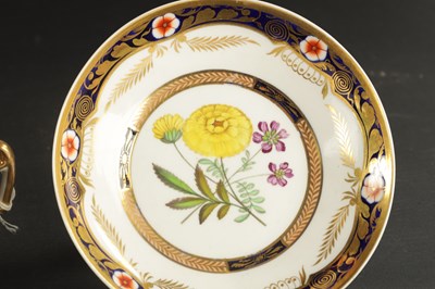 Lot 53 - A SPODE LONDON SHAPE CUP AND SAUCER PAINTED WITH FLOWERS CIRCA 1815 TOGETHER WITH ANOTHER