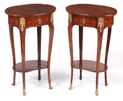 Lot 936 - A PAIR OF LATE 19TH CENTURY MARQUETRY INLAID...