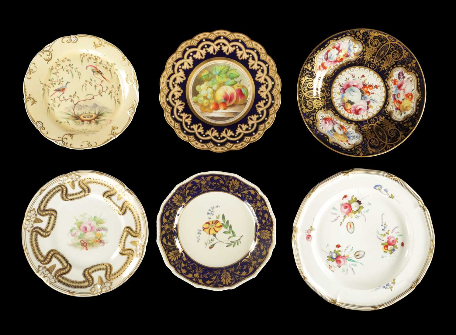 Lot 73 - TWO DAVENPORT PORCELAIN PLATES WITH FOUR ENGLISH PLATES OF VARIOUS DECORATION CIRCA 1830