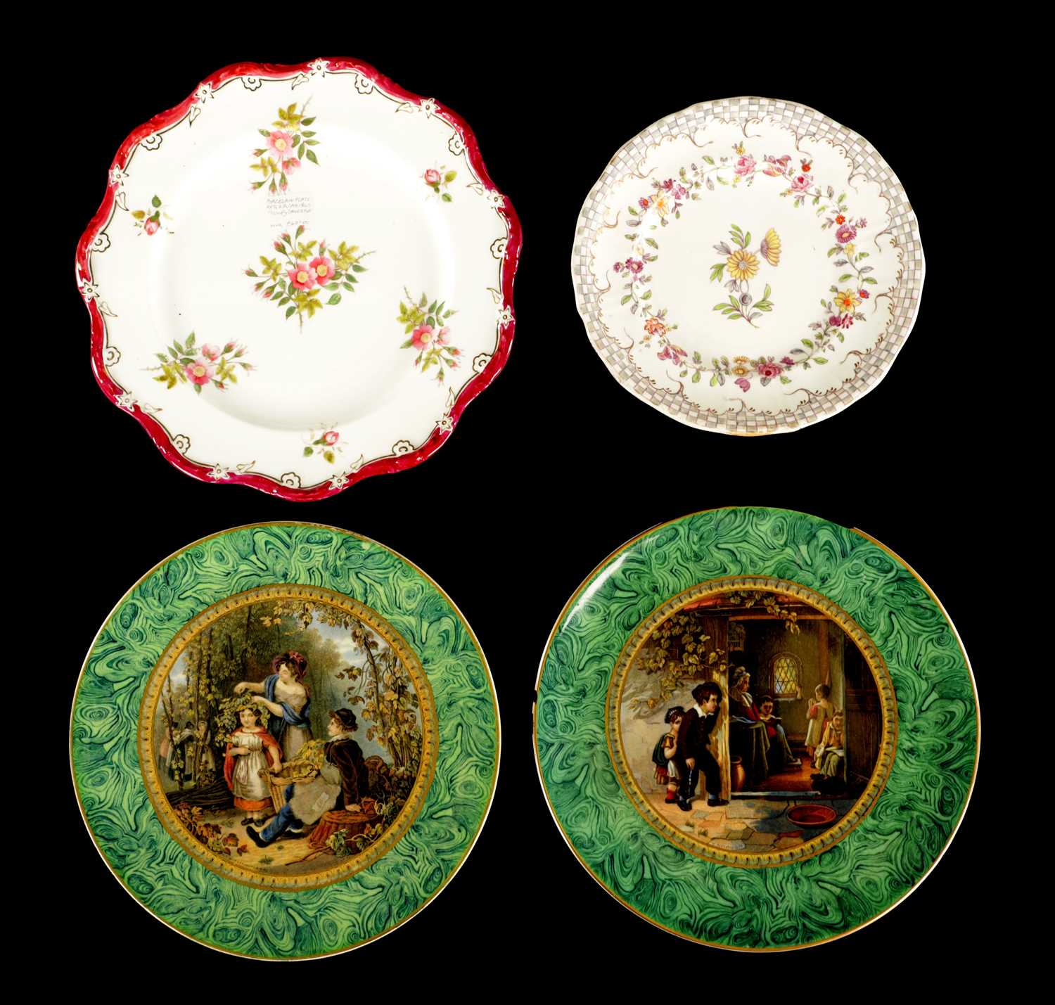 11 - A PAIR OF PRATTWARE PLATES CIRCA 1870