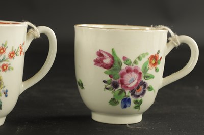 Lot 318 - A COLLECTION OF FIVE WORCESTER PORCELAIN COFFEE CUPS PAINTED WITH FLOWERS CIRCA 1775