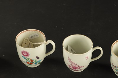 Lot 318 - A COLLECTION OF FIVE WORCESTER PORCELAIN COFFEE CUPS PAINTED WITH FLOWERS CIRCA 1775