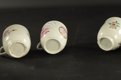 Lot 318 - A COLLECTION OF FIVE WORCESTER PORCELAIN COFFEE CUPS PAINTED WITH FLOWERS CIRCA 1775