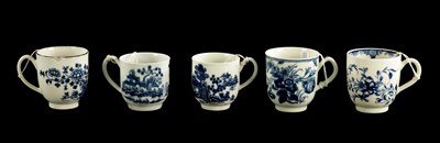 Lot 226 - A COLLECTION OF FIVE WORCESTER PRINTED COFFEE CUPS CIRCA 1770