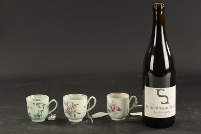 Lot 358 - A RICHARD CHAFFERS LIVERPOOL COFFEE CUP CIRCA 1760, PHILIP CHRISTIAN COFFEE CUP CIRCA 1760 AND A PENNINGTONS LIVERPOOL COFFEE CUP 1765