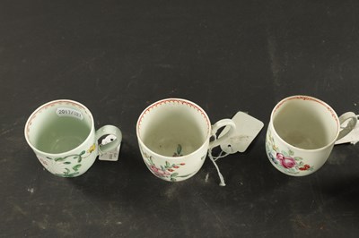 Lot 358 - A RICHARD CHAFFERS LIVERPOOL COFFEE CUP CIRCA 1760, PHILIP CHRISTIAN COFFEE CUP CIRCA 1760 AND A PENNINGTONS LIVERPOOL COFFEE CUP 1765