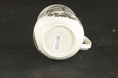 Lot 379 - A WORCESTER BELL SHAPED TANKARD WTH HANCOCK PRINT OF MILKING SCENE AND RURAL LOVERS CIRCA 1760