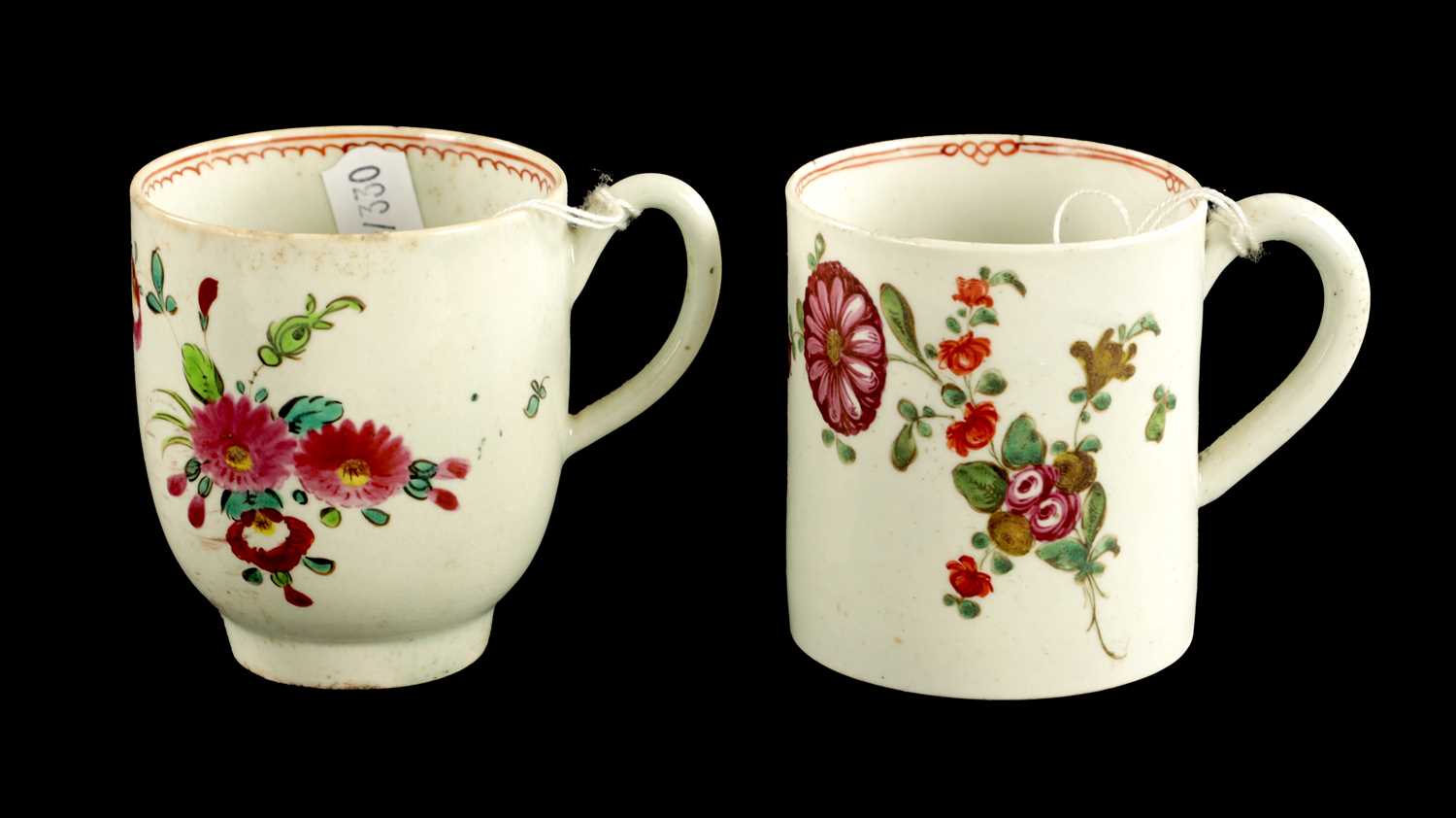 Lot 227 - A MID 18TH CENTURY BOW PORCELAIN COFFEE CAN AND CUP