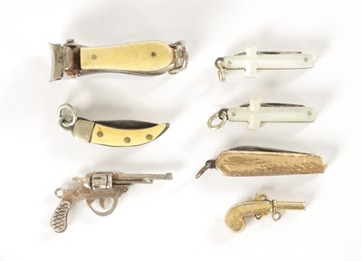 Lot 293 - A COLLECTION OF MINIATURE FOLDING KNIVES AND FOBS