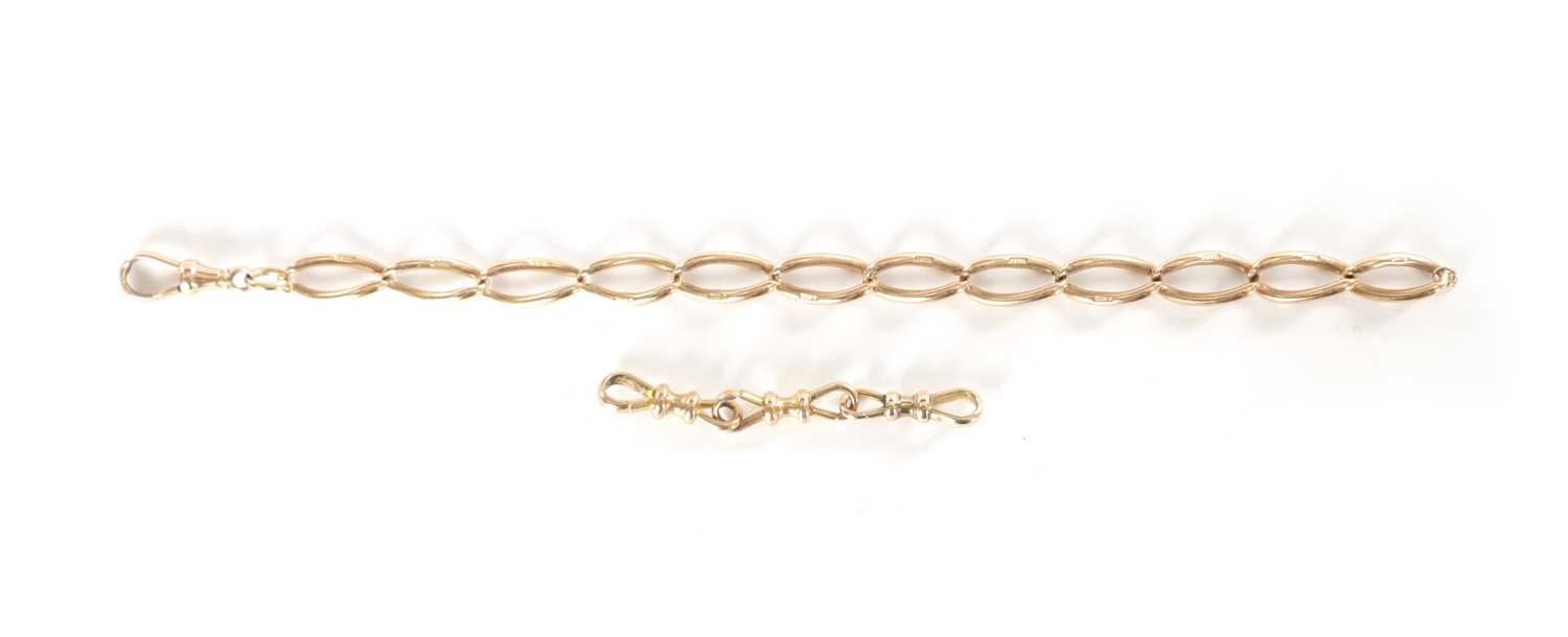 Lot 238 - A 9CT ROSE GOLD BRACELET AND THREE 9CT GOLD CLASPS