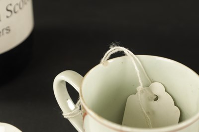 Lot 38 - A WORCESTER FLUTED COFFEE CUP AND SAUCER PAINTED WITH FLOWERS WITH TWO OTHERS, ONE WITH CHINESE FIGURES CIRCA 1770