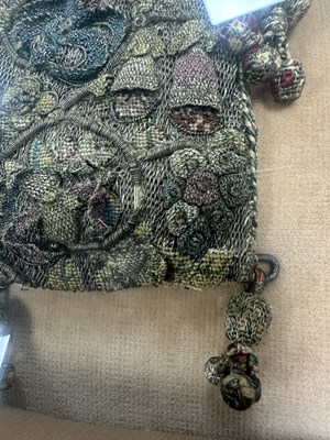 Lot 867 - A FINE 17TH CENTURY EMBROIDERED SWEETMEAT PURSE