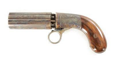 Lot 520 - J.R. COOPER, PATENT, MID 19TH CENTURY UNDER HAMMER SIX-SHOT PERCUSSION PEPPERBOX REVOLVER