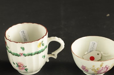 Lot 134 - A RARE EARLY BOW TEA BOWL CIRCA 1750 TOGETHER WITH A BRISTOL FLUTED COFFEE CUP CIRCA 1770 AND A BOW PORCELAIN COFFEE CUP CIRCA 1760