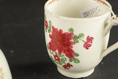 Lot 134 - A RARE EARLY BOW TEA BOWL CIRCA 1750 TOGETHER WITH A BRISTOL FLUTED COFFEE CUP CIRCA 1770 AND A BOW PORCELAIN COFFEE CUP CIRCA 1760