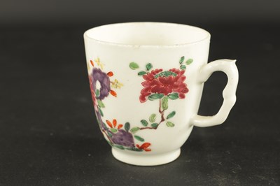 Lot 23 - A RARE BOW COFFEE CUP CIRCA 1755 PAINTED IN THE CHINESE TASTE WITH FLOWERING PLANTS