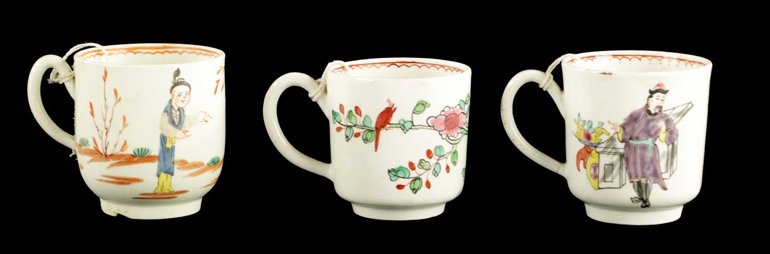 Lot 239 - A MID 18TH CENTURY CHAFFERS LIVERPOOL COFFEE CUP AND TWO OTHER LIVERPOOL COFFEE CUPS