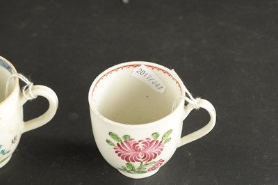 Lot 184 - A COLLECTION OF FIVE WORCESTER COFFEE CUPS OF VARIOUS PATTERNS CIRCA 1770