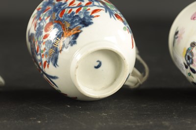 Lot 184 - A COLLECTION OF FIVE WORCESTER COFFEE CUPS OF VARIOUS PATTERNS CIRCA 1770