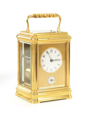 Lot 1007 - MARGAINE, A GOOD LATE 19TH CENTURY FRENCH GILT BRASS GORGE CASE GRAND SONNERIE CARRIAGE CLOCK OF LARGE SIZE