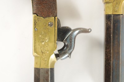 Lot 582 - F. BARNES & CO. LONDON. A PAIR OF EARLY 19TH CENTURY BRASS AND STEEL BOXLOCK PERCUSION PISTOLS