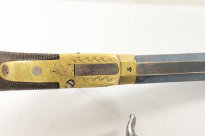 Lot 582 - F. BARNES & CO. LONDON. A PAIR OF EARLY 19TH CENTURY BRASS AND STEEL BOXLOCK PERCUSION PISTOLS