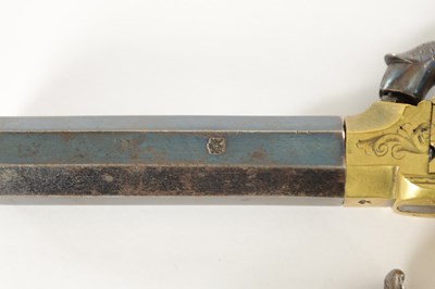 Lot 582 - F. BARNES & CO. LONDON. A PAIR OF EARLY 19TH CENTURY BRASS AND STEEL BOXLOCK PERCUSION PISTOLS