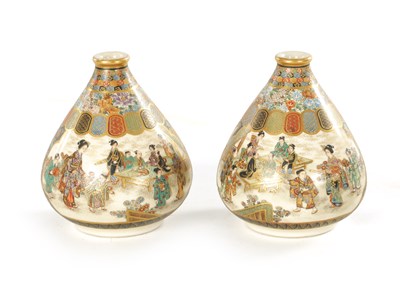 Lot 200 - A GOOD PAIR OF LATE 19TH CENTURY JAPANESE SATSUMA CABINET VASES