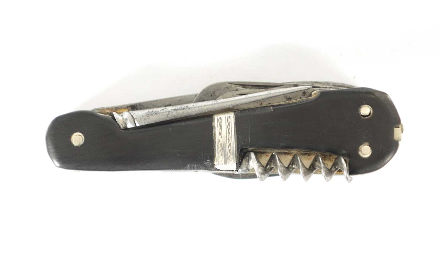 Lot 545 - A GEORGE III EBONY AND SILVER MOUNTED MULTIBLADE POCKET KNIFE