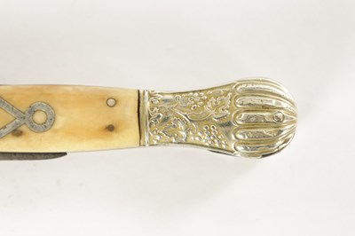 Lot 544 - A 19TH CENTURY SILVER MOUNTED BONE HANDLED LOCKING POCKET KNIFE