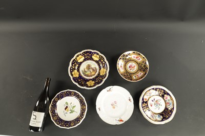 Lot 80 - A SET OF FIVE ENGLISH PORCELAIN PLATES PAINTED WITH LANDSCAPES AND FLOWERS CIRCA 1830