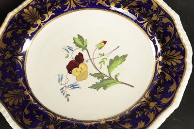 Lot 80 - A SET OF FIVE ENGLISH PORCELAIN PLATES PAINTED WITH LANDSCAPES AND FLOWERS CIRCA 1830