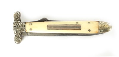 Lot 535 - A LATE 19TH CENTURY SILVER MOUNTED BONE HANDLED LOCKING POCKET KNIFE