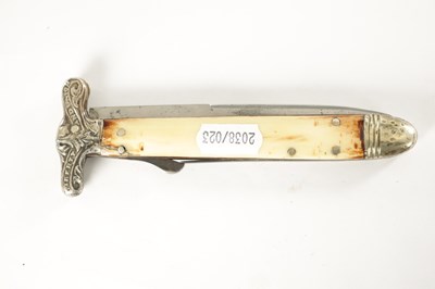 Lot 535 - A LATE 19TH CENTURY SILVER MOUNTED BONE HANDLED LOCKING POCKET KNIFE