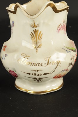 Lot 284 - A STAFFORDSHIRE JUG PAINTED WITH A MAN HUNTING AND A MAN FISHING CIRCA 1840