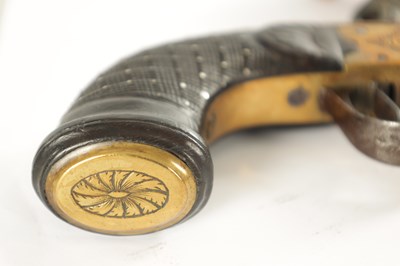 Lot 519 - BOUTET A VERSAILLES. A PAIR OF EARLY 19TH CENTURY FRENCH BRASS FLINTLOCK PISTOLS